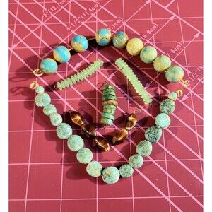 Reclaimed Salvaged Stone Glass Beads Lot Multicolor Mixed Jewelry Making Vintage